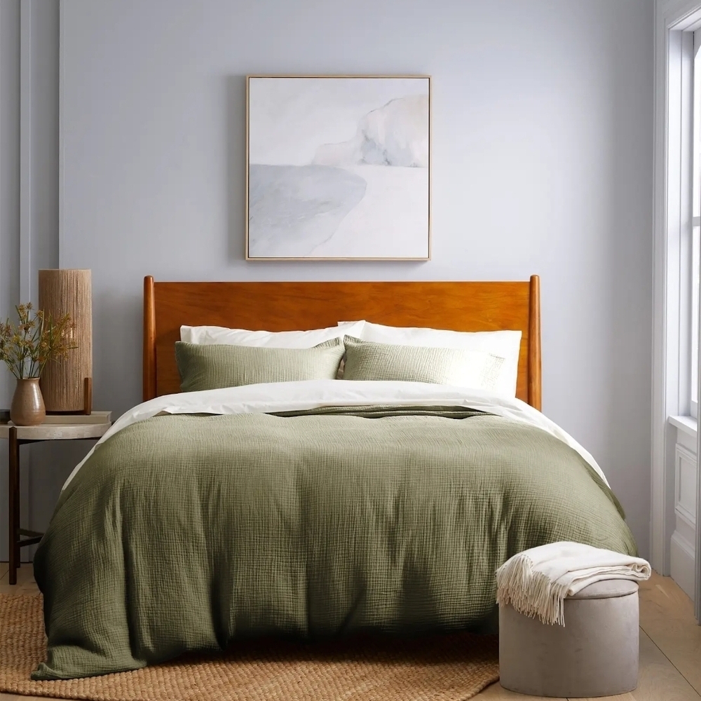 Quince Olive King/Cal King Duvet Cover Set